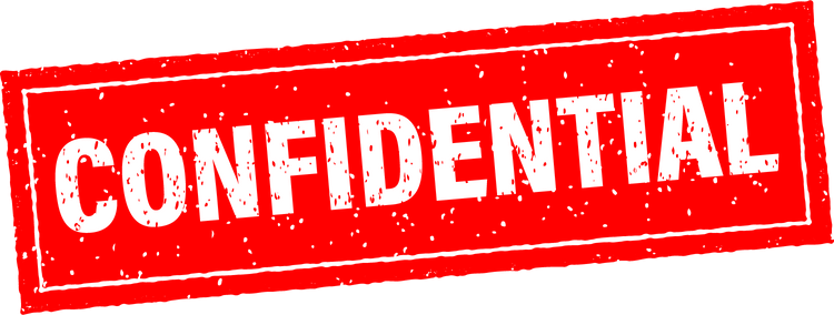 Confidential on red background. Padlock icon. Vintage confid